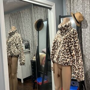 Know one cares Victoria's Secret Women's faux fur jacket Cream and Brown.